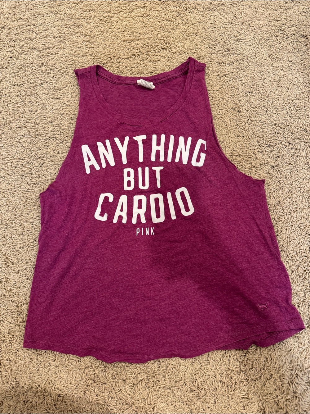PINK Victoria's Secret Plum Graphic Tank - White Text